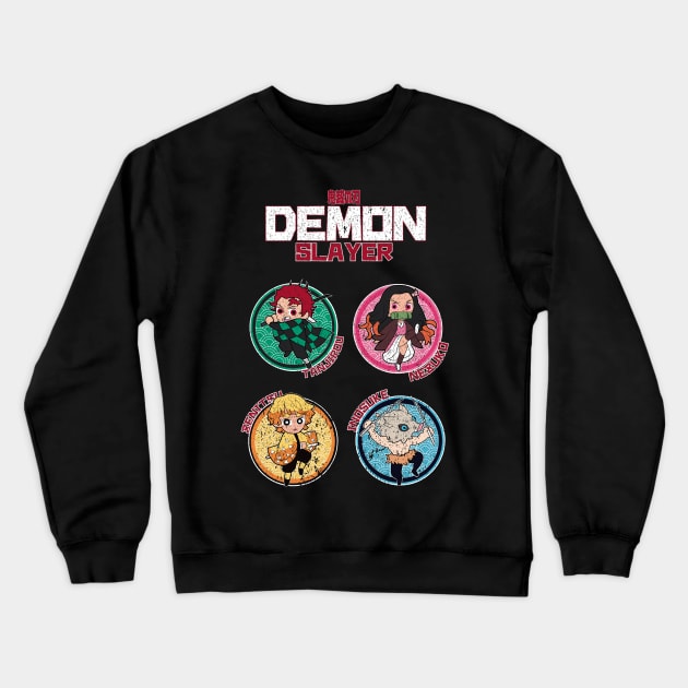 DEMON SLAYER (KIMETSU NO YAIBA): ALL CHARACTERS GRUNGE STYLE Crewneck Sweatshirt by FunGangStore